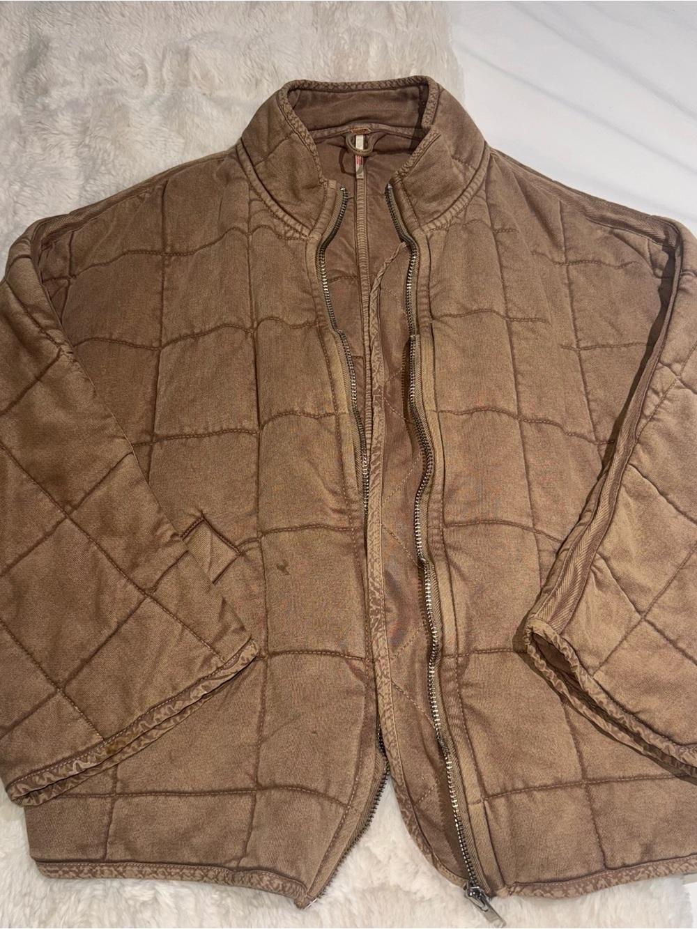 Free People Quilted Tan Brown Lightweight Jacket